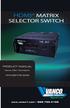 HDMI MATRIX SELECTOR SWITCH. Technical Support PRODUCT MANUAL