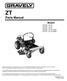 ZT Parts Manual. Models ZT ZT ZT ZT 34 CARB ZT 42 CARB A 10/11 Printed in USA