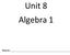 Unit 8 Algebra 1. Name: