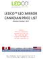 LEDCO LED MIRROR CANADIAN PRICE LIST