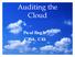 Auditing the Cloud. Paul Engle CISA, CIA