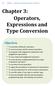 Chapter 3: Operators, Expressions and Type Conversion
