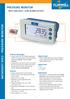 PRESSURE MONITOR DATASHEET D053 - PRESSURE MONITOR WITH ONE HIGH / LOW ALARM OUTPUT.