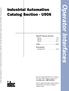 Operator Interfaces. Industrial Automation Catalog Section - U906. MicrO/I Operator Interfaces HG2A... K-4 HG1B... K-7 HG2F... K-11. Cables...