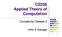 CS256 Applied Theory of Computation