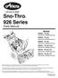 Sno-Thro 926 Series. Parts Manual. Models