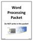 Word Processing Packet