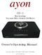 ayon CD-1 Top Loading Vacuum Tube Class-A CD-Player Owner s Operating Manual Ayon Audio Hart Gratkorn Austria Phone: