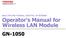 Operator's Manual for Wireless LAN Module