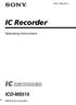 (1) IC Recorder. Operating Instructions ICD-MS Sony Corporation