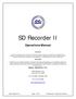 SD Recorder II. Operations Manual COPYRIGHT