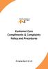 Customer Care Compliments & Complaints Policy and Procedures