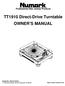 TT1910 Direct-Drive Turntable OWNER S MANUAL