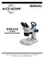 MANUAL EXS-210 STEREO MICROSCOPE SERIES
