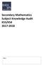 Secondary Mathematics Subject Knowledge Audit KS3/KS