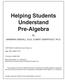 Helping Students Understand Pre-Algebra