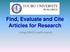Find, Evaluate and Cite Articles for Research Using EBSCO multi-search