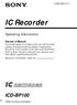 IC Recorder ICD-BP100. Operating Instructions