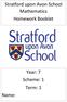 Stratford upon Avon School Mathematics Homework Booklet