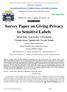 Survey Paper on Giving Privacy to Sensitive Labels