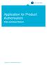 Water and Sewer Network. Application for Product Authorisation