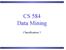 CS 584 Data Mining. Classification 3