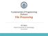 Fundamentals of Programming (Python) File Processing. Ali Taheri Sharif University of Technology Spring 2018
