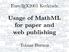 Usage of MathML for paper and web publishing