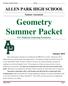 Geometry Summer Packet
