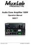 Audio Zone Amplifier 100W Operation Manual
