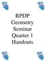 RPDP Geometry Seminar Quarter 1 Handouts