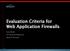 Evaluation Criteria for Web Application Firewalls