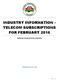 INDUSTRY INFORMATION - TELECOM SUBSCRIPTIONS FOR FEBRUARY 2016