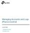 Managing Accounts and Logs (Pharos Control)