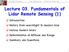 Lecture 03. Fundamentals of Lidar Remote Sensing (1)