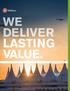 WE DELIVER LASTING VALUE SUSTAINABILITY REPORT