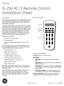 IS-ZW-RC-1 Remote Control Installation Sheet