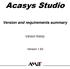 Acasys Studio Version and requirements summary