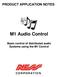 APPLICATION NOTES. M1 Audio Control. Basic control of distributed audio Systems using the M1 Control