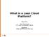 What is a Lean Cloud Platform? May 2011 Paul Fremantle CTO and Co-Founder,