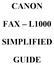 CANON FAX L1000 SIMPLIFIED GUIDE