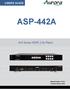 USERS GUIDE ASP-442A. 4x4 Series HDMI 2.0a Matrix. Manual Number: Firmware Version: 00.02