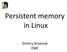 Persistent memory in Linux. Dmitry Krivenok EMC