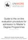 Guide to the on-line evaluation procedure for admission to Master s Degree Programmes