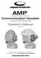 AMP. (Adaptive Mission Platform) Communication Headset CONNECTORIZED VERSION. Operator s Manual OM