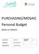 PURCHASING/MOSAIC Personal Budget