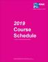 2019 Course Schedule