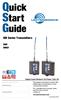 Quick Start Guide. SM Series Transmitters SMV SMQV. Digital Hybrid Wireless US Patent 7,225,135
