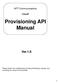 Provisioning API Manual
