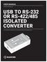 USB TO RS-232 OR RS-422/485 ISOLATED CONVERTER